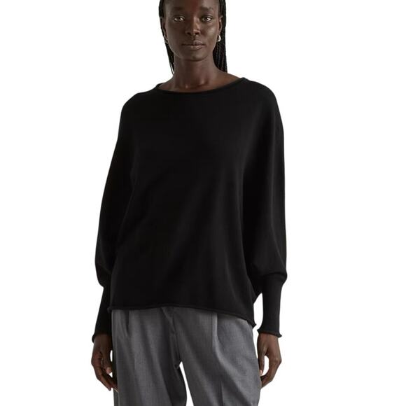 Quince Tops - EUC Quince Women’s Mongolian Cashmere Batwing Sweater Black Sm/Med Relaxed Fit